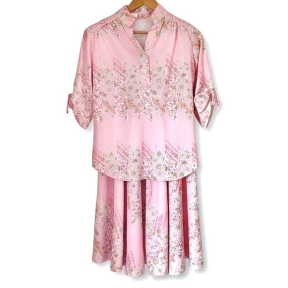 VTG 60s 70s Floral Bohemian Boho Floral Hippie Blouse & Skirt Set Sz 12 Fits S/M - Picture 4 of 11